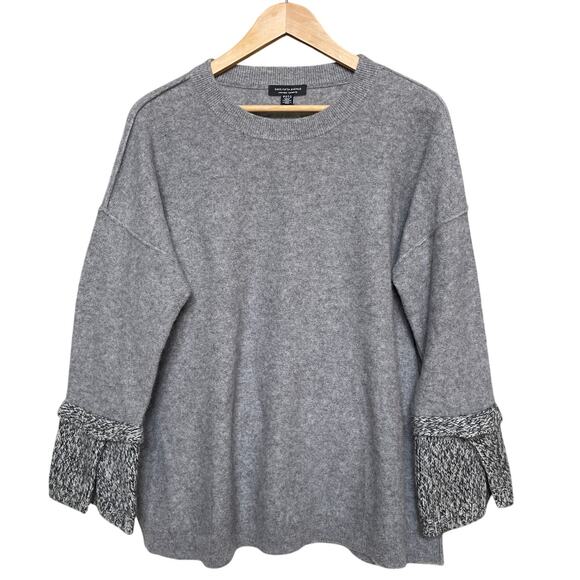 Saks Fifth Avenue Cashmere Sweater, L | Gray Pullover, Cuffs MSRP $395 - Picture 6 of 6